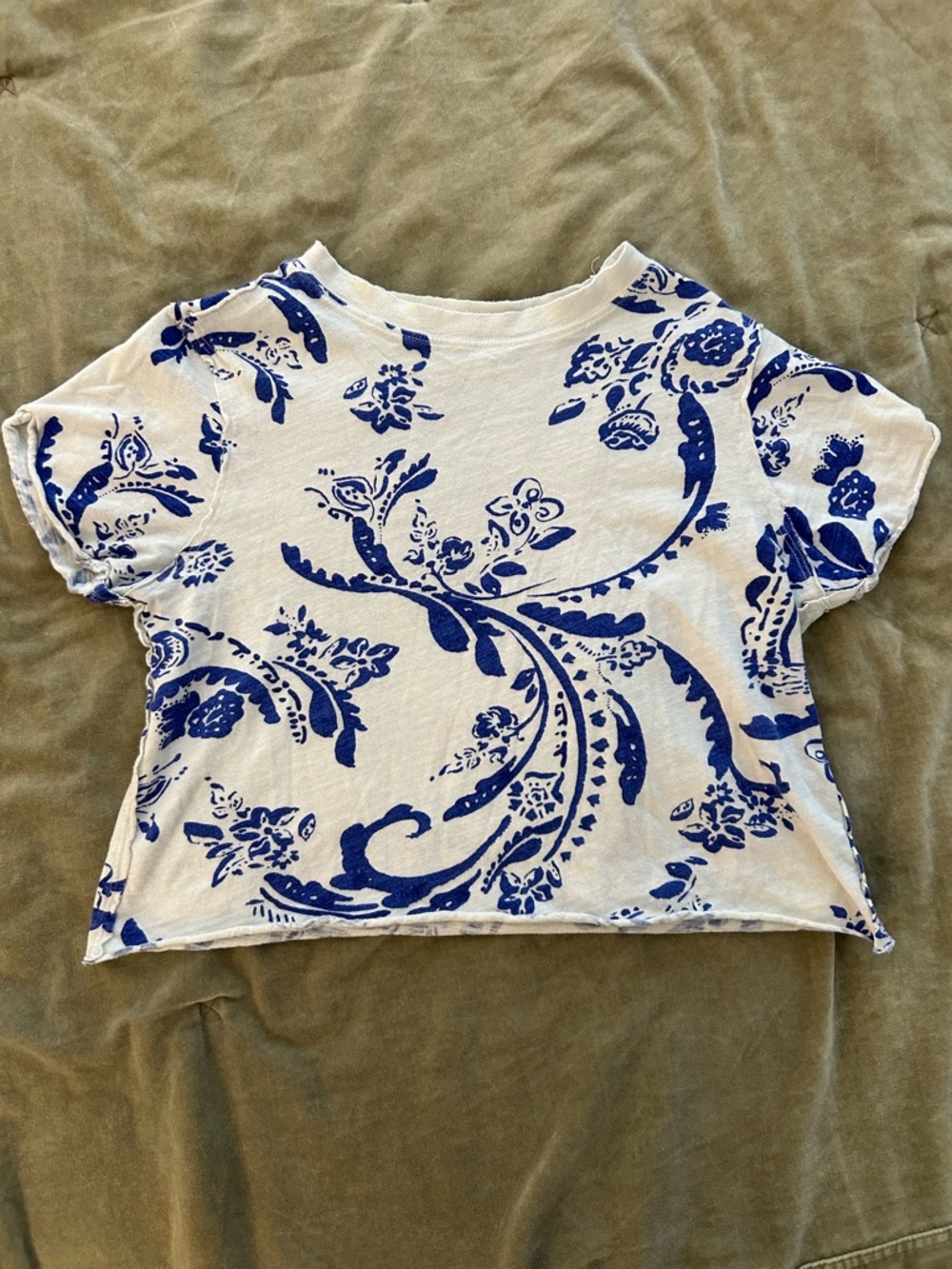 Maeve White Tee with Blue Floral Print